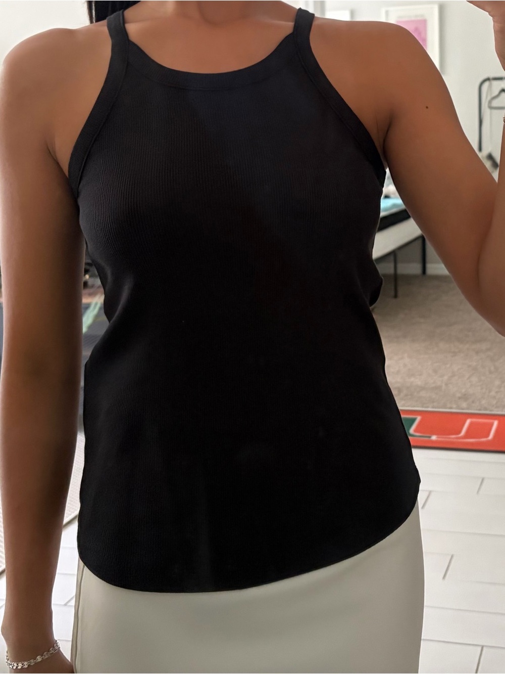Madewell Black Ribbed Halter Tank